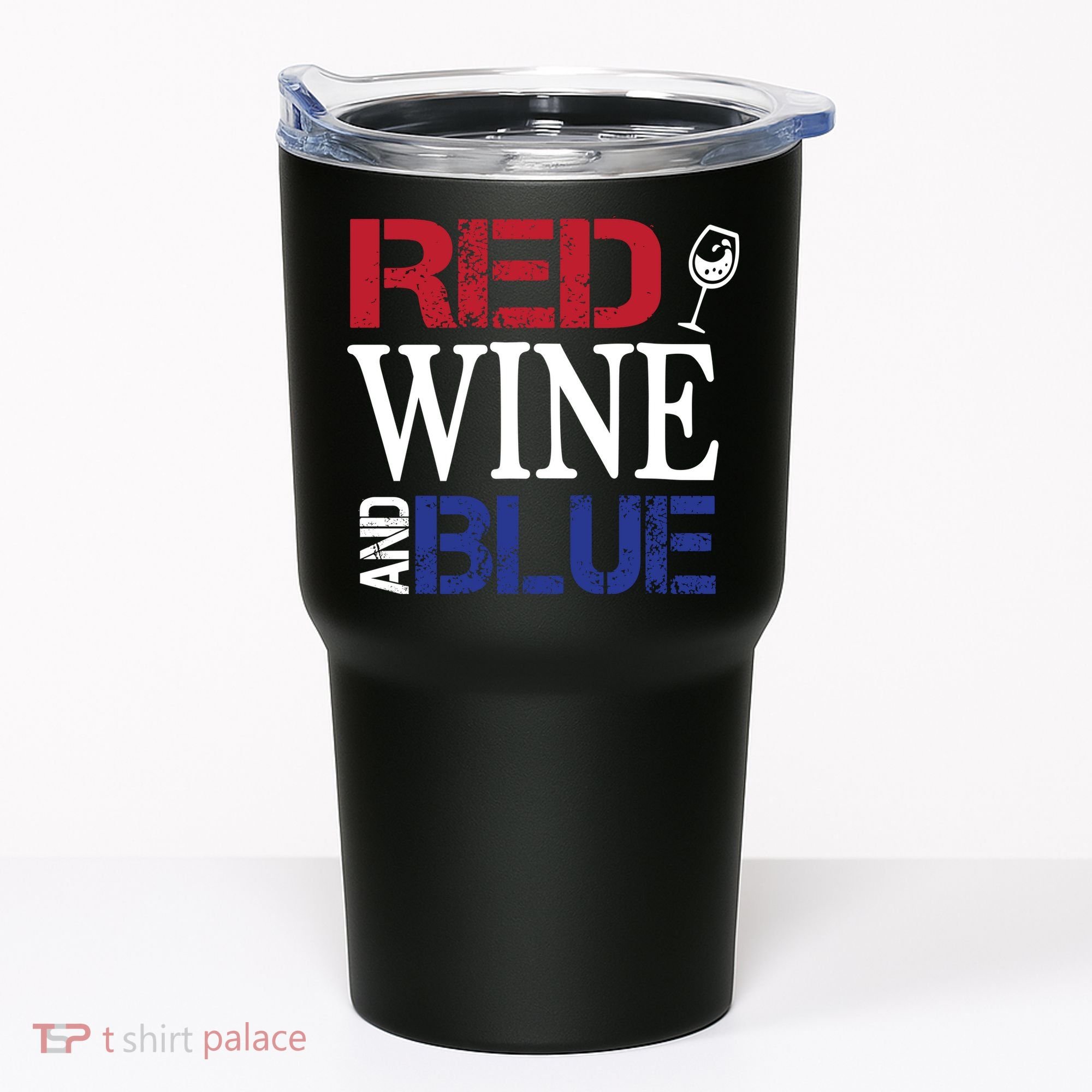 Red Wine and Blue USA Flag Tumbler