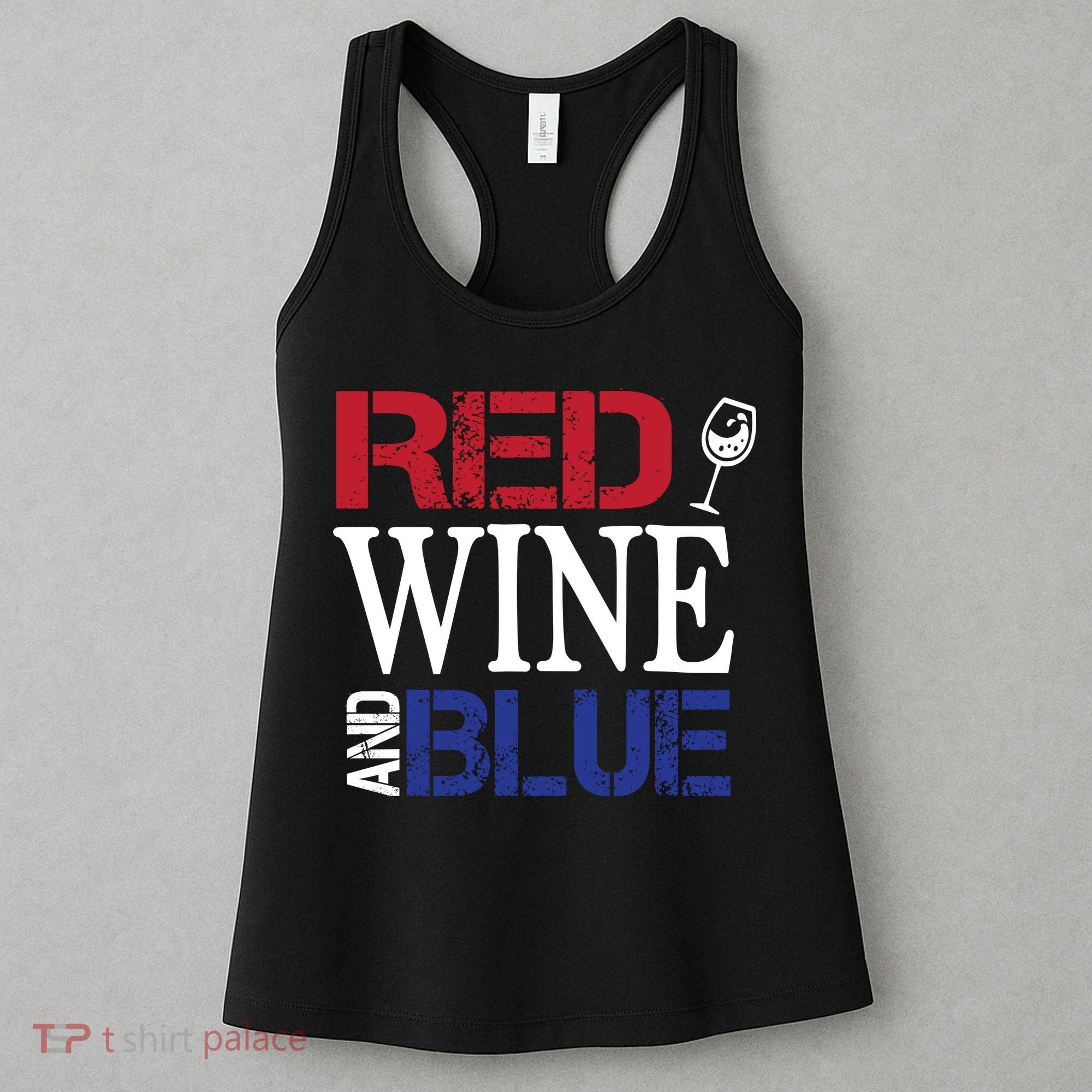 Red Wine and Blue USA Flag Women's Tank Top