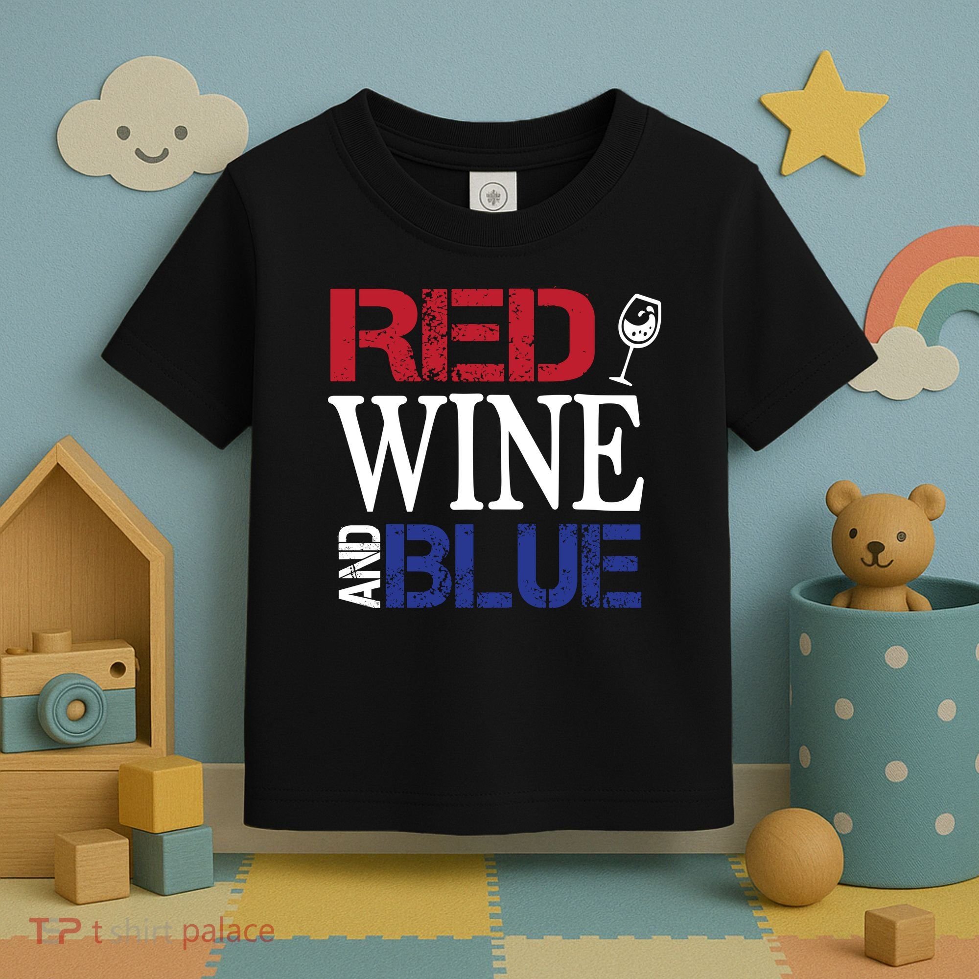 Red Wine and Blue USA Flag Toddler T-Shirt