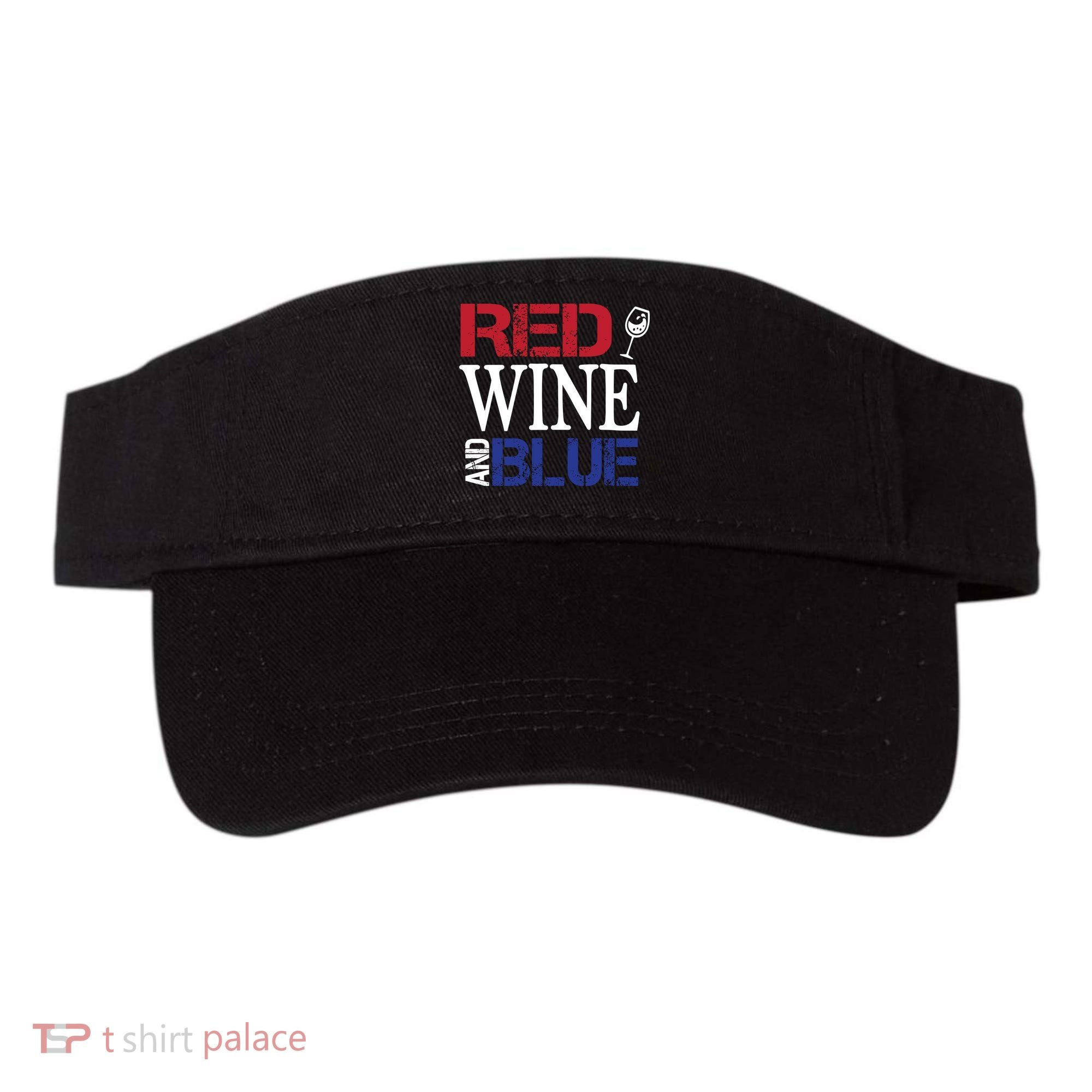 Red Wine and Blue USA Flag Visor