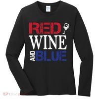 Red Wine and Blue USA Flag Women's Long Sleeve Shirt thumb 0