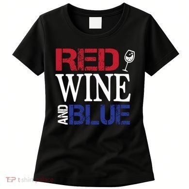 Red Wine and Blue USA Flag Women's T-Shirt