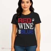 Red Wine and Blue USA Flag Women's T-Shirt thumb 4