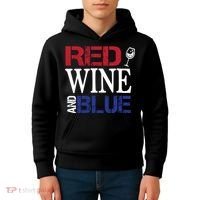 Red Wine and Blue USA Flag Kids Hoodie thumb 4