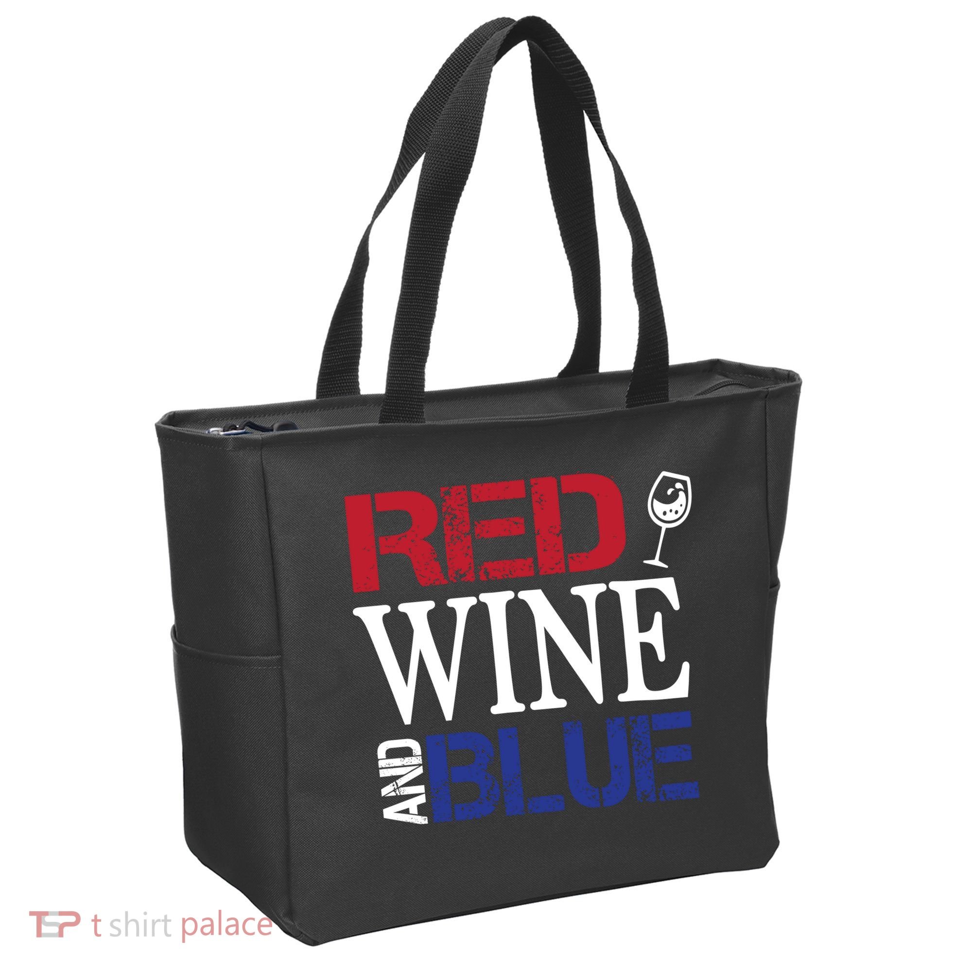 Red Wine and Blue USA Flag Tote Bag