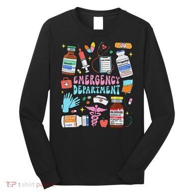 Retro Emergency Department Emergency Room Er Ed Nurse Tech Long Sleeve Shirt