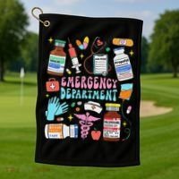 Retro Emergency Department Emergency Room Er Ed Nurse Tech Golf Towel thumb 1