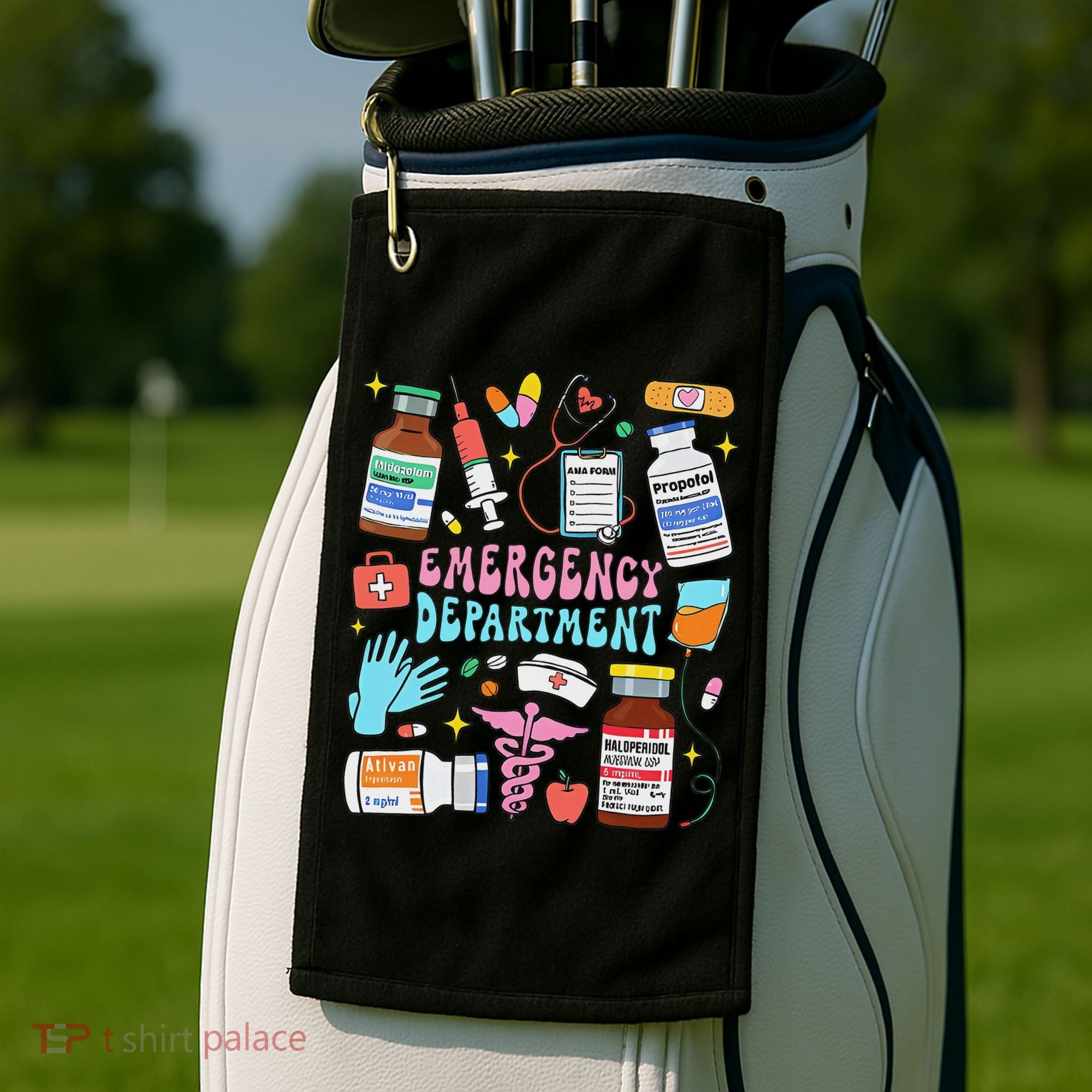 Retro Emergency Department Emergency Room Er Ed Nurse Tech Golf Towel