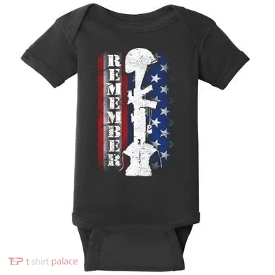 Remember The Fallen Flag Baby Bodysuit