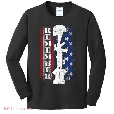 Remember The Fallen Flag Kids Long Sleeve Shirt
