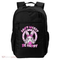 Retro Easter Dont Worry Be Hoppy Easter Bunny Rabbit Backpack thumb 0