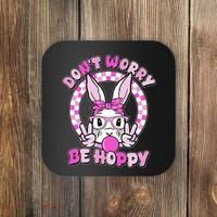 Retro Easter Dont Worry Be Hoppy Easter Bunny Rabbit Coaster thumb 0