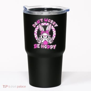Retro Easter Dont Worry Be Hoppy Easter Bunny Rabbit Tumbler