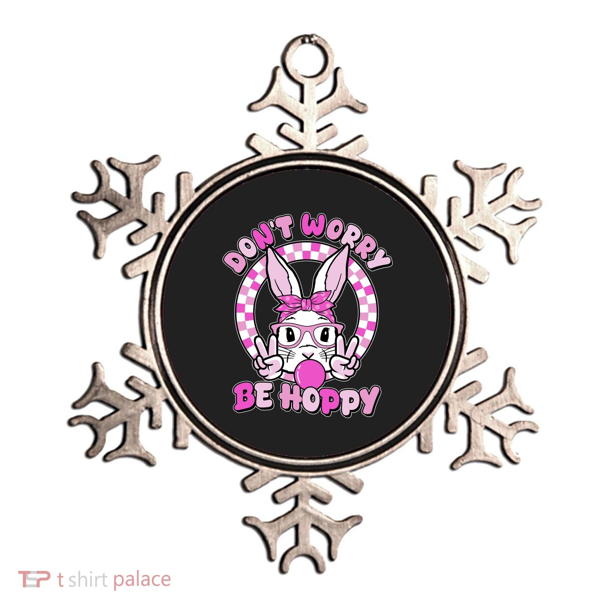 Retro Easter Dont Worry Be Hoppy Easter Bunny Rabbit Ornament