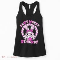 Retro Easter Dont Worry Be Hoppy Easter Bunny Rabbit Women's Tank Top thumb 0