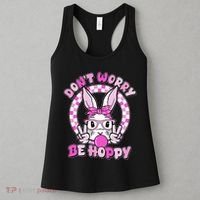 Retro Easter Dont Worry Be Hoppy Easter Bunny Rabbit Women's Tank Top thumb 3