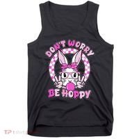 Retro Easter Dont Worry Be Hoppy Easter Bunny Rabbit Tank Top thumb 0