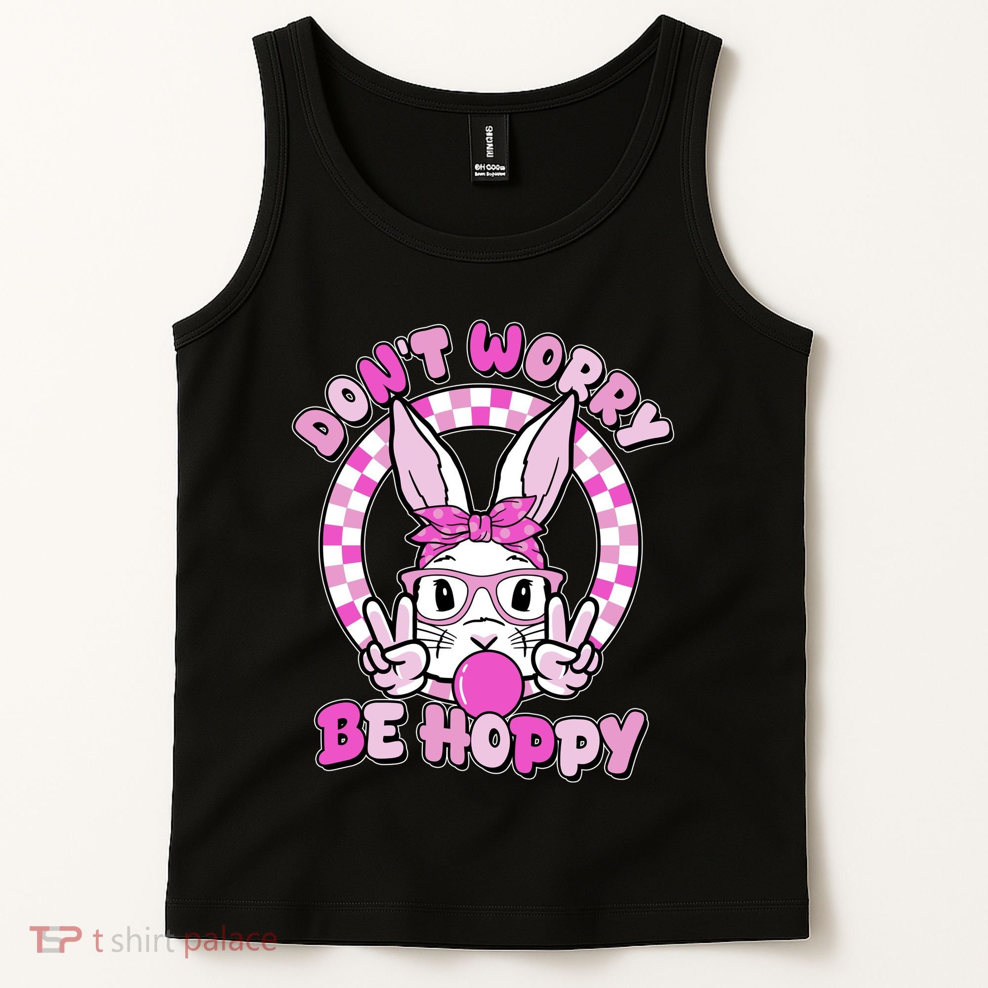 Retro Easter Dont Worry Be Hoppy Easter Bunny Rabbit Tank Top