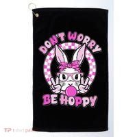 Retro Easter Dont Worry Be Hoppy Easter Bunny Rabbit Golf Towel thumb 0