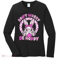 Retro Easter Dont Worry Be Hoppy Easter Bunny Rabbit Women's Long Sleeve Shirt thumb 0