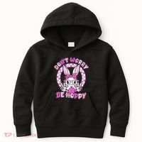 Retro Easter Dont Worry Be Hoppy Easter Bunny Rabbit Kids Hoodie thumb 0