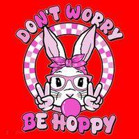 Retro Easter Dont Worry Be Hoppy Easter Bunny Rabbit Santa Hat thumb 1