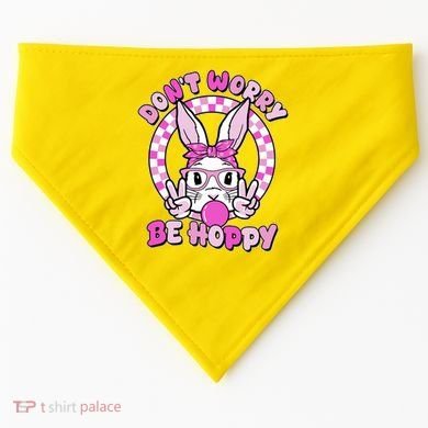Retro Easter Dont Worry Be Hoppy Easter Bunny Rabbit USA-Made Doggie Bandana