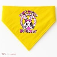Retro Easter Dont Worry Be Hoppy Easter Bunny Rabbit USA-Made Doggie Bandana thumb 0