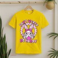 Retro Easter Dont Worry Be Hoppy Easter Bunny Rabbit T-Shirt thumb 2