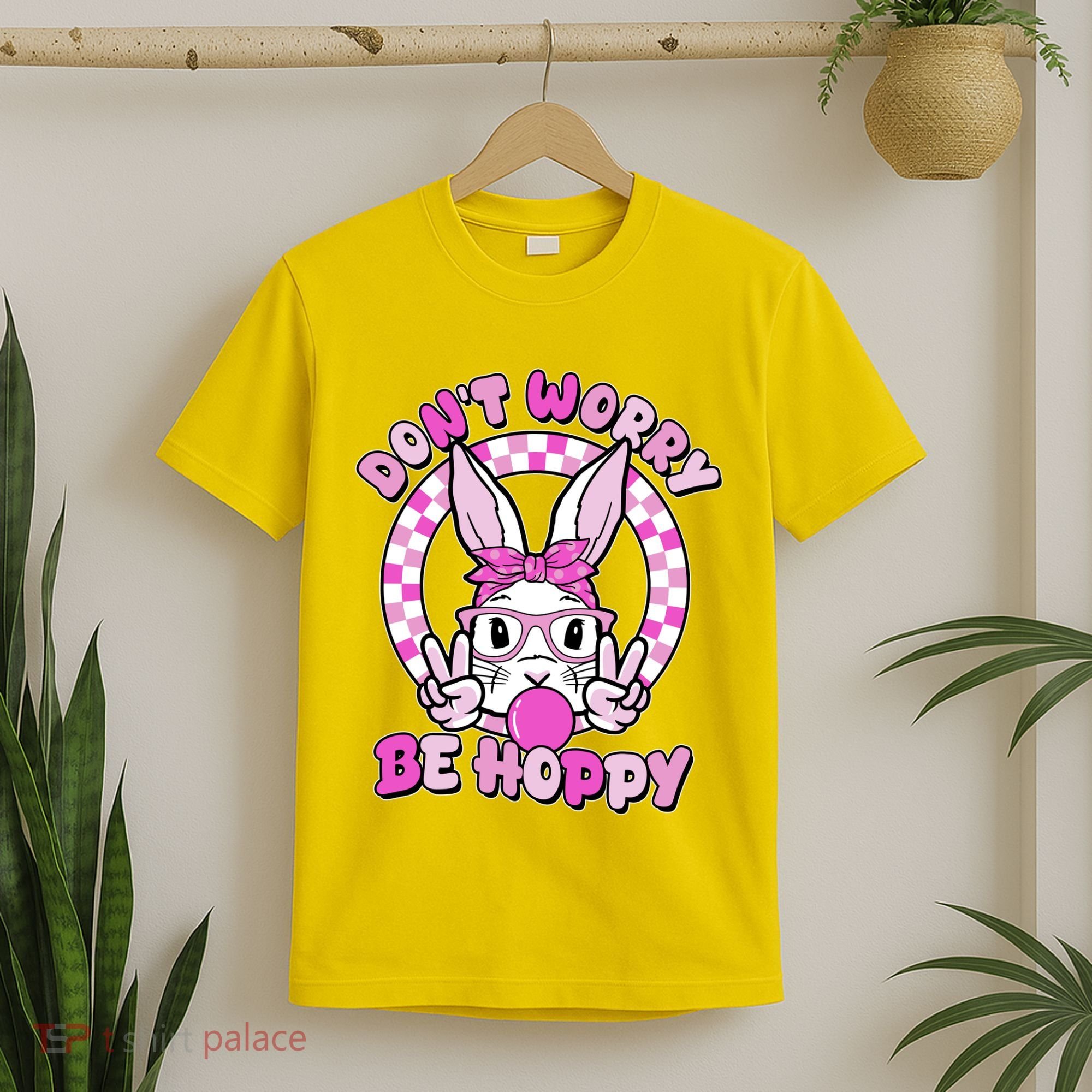 Retro Easter Dont Worry Be Hoppy Easter Bunny Rabbit T-Shirt