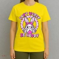 Retro Easter Dont Worry Be Hoppy Easter Bunny Rabbit T-Shirt thumb 4