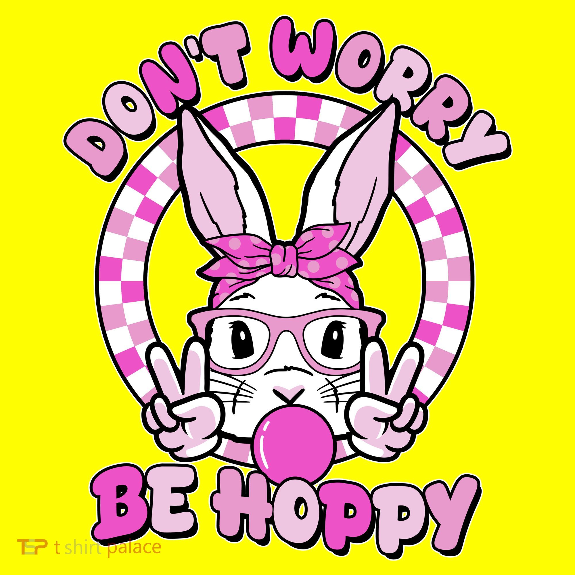 Retro Easter Dont Worry Be Hoppy Easter Bunny Rabbit Button