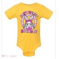Retro Easter Dont Worry Be Hoppy Easter Bunny Rabbit Baby Bodysuit thumb 0