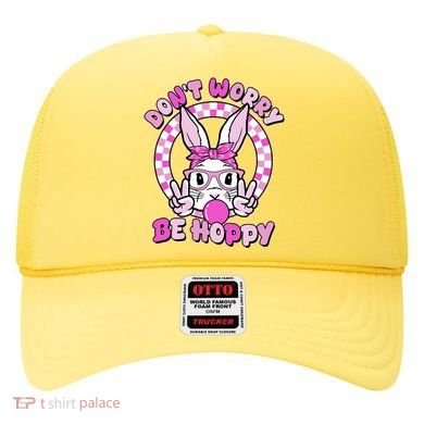 Retro Easter Dont Worry Be Hoppy Easter Bunny Rabbit Hat