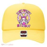Retro Easter Dont Worry Be Hoppy Easter Bunny Rabbit Hat thumb 0