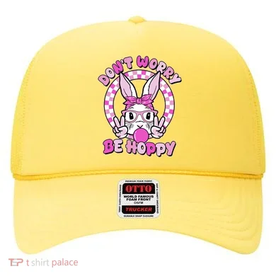 Retro Easter Dont Worry Be Hoppy Easter Bunny Rabbit Hat