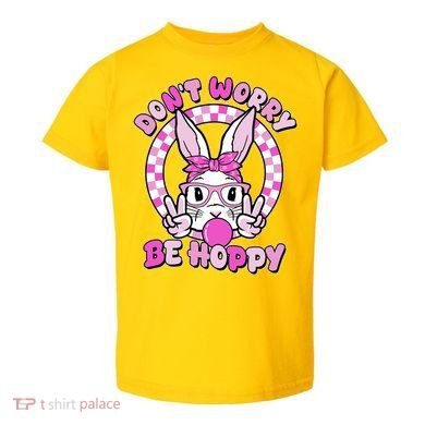 Retro Easter Dont Worry Be Hoppy Easter Bunny Rabbit Toddler T-Shirt