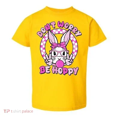 Retro Easter Dont Worry Be Hoppy Easter Bunny Rabbit Toddler T-Shirt