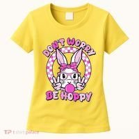 Retro Easter Dont Worry Be Hoppy Easter Bunny Rabbit Women's T-Shirt thumb 0