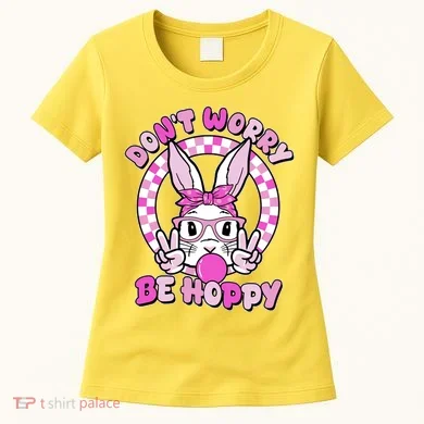 Retro Easter Dont Worry Be Hoppy Easter Bunny Rabbit Women's T-Shirt