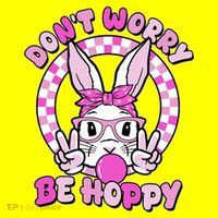 Retro Easter Dont Worry Be Hoppy Easter Bunny Rabbit Kids Long Sleeve Shirt thumb 2