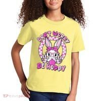 Retro Easter Dont Worry Be Hoppy Easter Bunny Rabbit Kids T-Shirt thumb 2