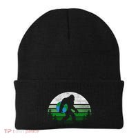 Retro Earth Day Bigfoot Sasquatch Holding Earth Planet Gift Beanie thumb 0
