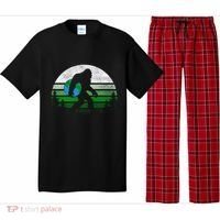 Retro Earth Day Bigfoot Sasquatch Holding Earth Planet Gift Pajama Set thumb 0