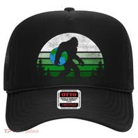 Retro Earth Day Bigfoot Sasquatch Holding Earth Planet Gift Hat thumb 0