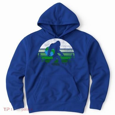 Retro Earth Day Bigfoot Sasquatch Holding Earth Planet Gift Hoodie