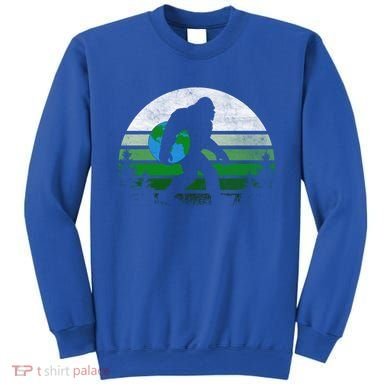 Retro Earth Day Bigfoot Sasquatch Holding Earth Planet Gift Sweatshirt