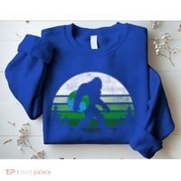 Retro Earth Day Bigfoot Sasquatch Holding Earth Planet Gift Sweatshirt thumb 2