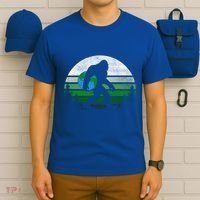 Retro Earth Day Bigfoot Sasquatch Holding Earth Planet Gift T-Shirt thumb 6
