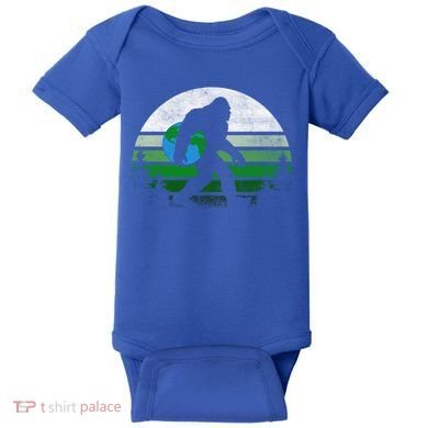 Retro Earth Day Bigfoot Sasquatch Holding Earth Planet Gift Baby Bodysuit